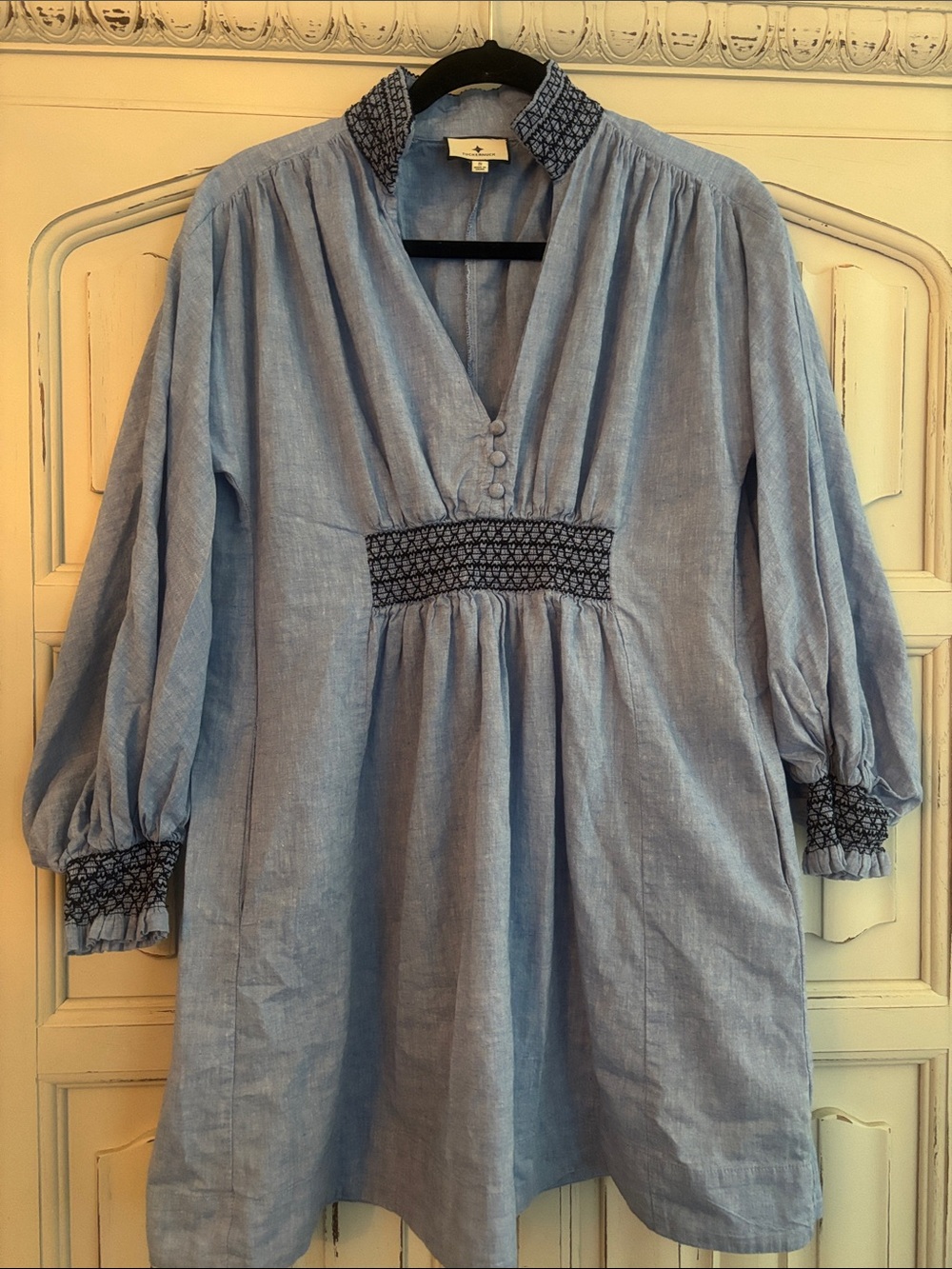 Tuckernuck Light Blue Smocked V-Neck Tunic Dress